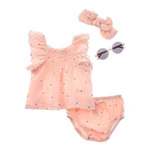 Rachel Zoe Girls 4Pc Gauze Short Set With Sunglasses